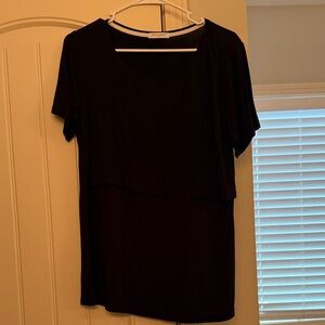 Black Short Sleeve Nursing Top
